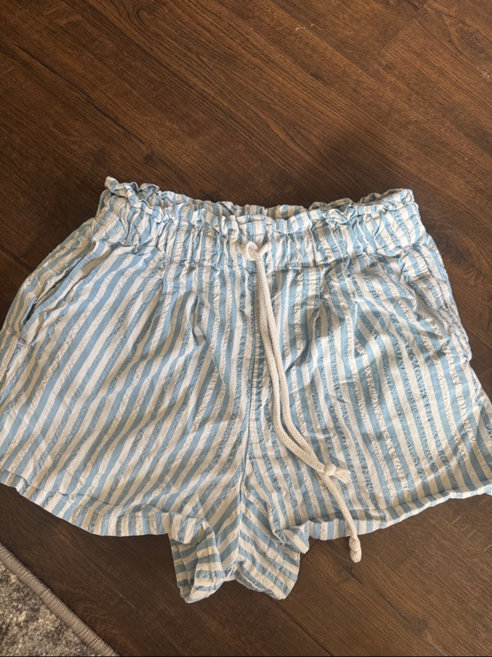 Wild Fable size small Light Blue & White Striped Women's Drawstring Shorts